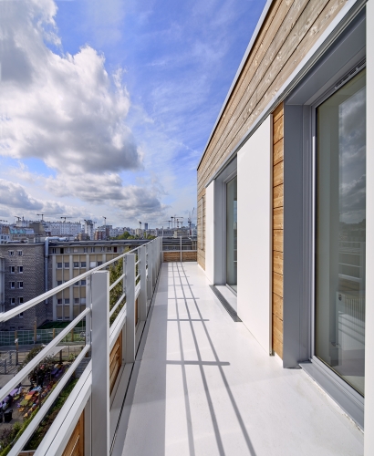 Logements sociaux et crèche, rue Rebière à Paris (75)