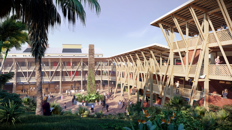 Construction du lycée des métiers du bâtiment de Longoni à Mayotte (97)